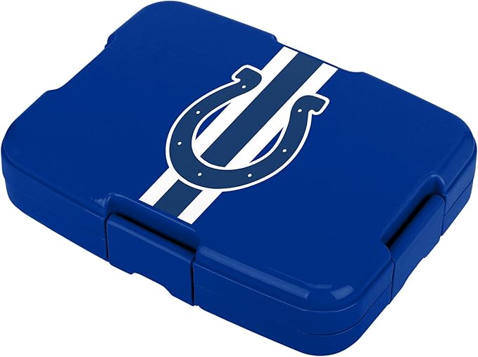 FOCO NFL Unisex-Adult Officially Licensed Team Color Stripe Primary Logo Football Leak Proof 5 Compartment Bento Lunch Box - Indianapolis Colts