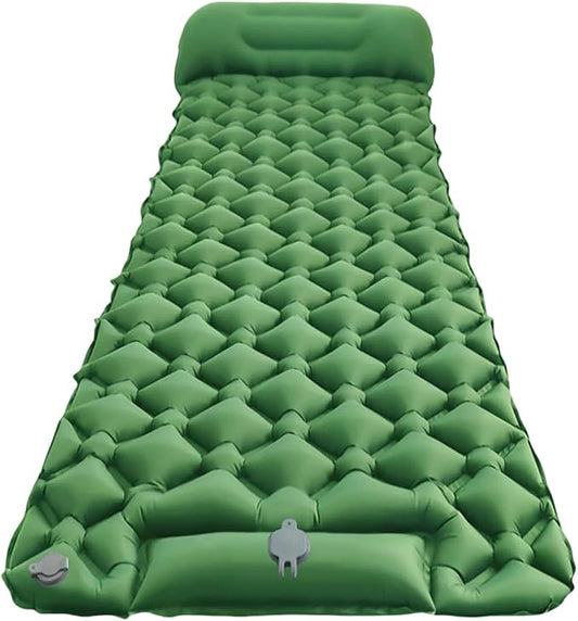 Fay Bless Sleeping Pad for Camping 1 Person, 200×65×6 cm, 30s Inflate by Foot-Pressing, Waterproof (Green Single)