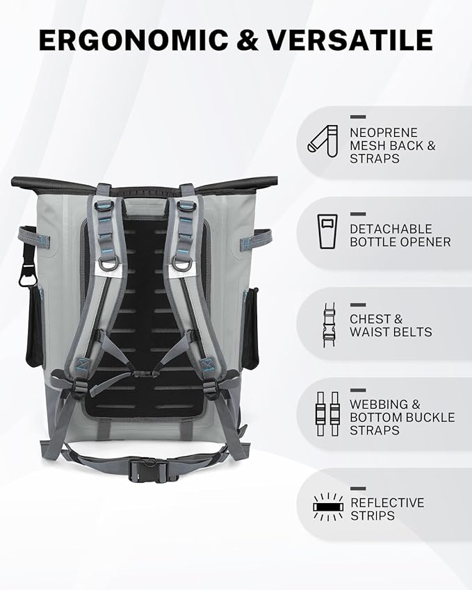 Gonex Cooler Backpack, 40 Can Insulated Soft Backpack Cooler Bag for Men Women, Waterproof Nylon TPU Cooler Backpack for Beach, Picnic, Lunch and Camping