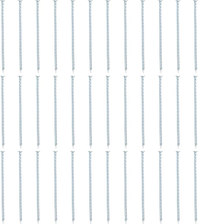 uxcell 100Pcs Metal Landscape Edging Stakes, 7 Inch Galvanized Artificial Turf Stakes Spiral Anchoring Spikes for Outdoor Tent Construction Weed Barriers, Silver