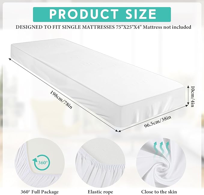 Breling Fitted Sheet (Sheet Only) Compatible with Milliard Trifold Mattress Folding Mattress Fitted Microfiber Bedclothes for Camp Bunk Rvs Bed(White,2 Pcs,Twin XL,4'')