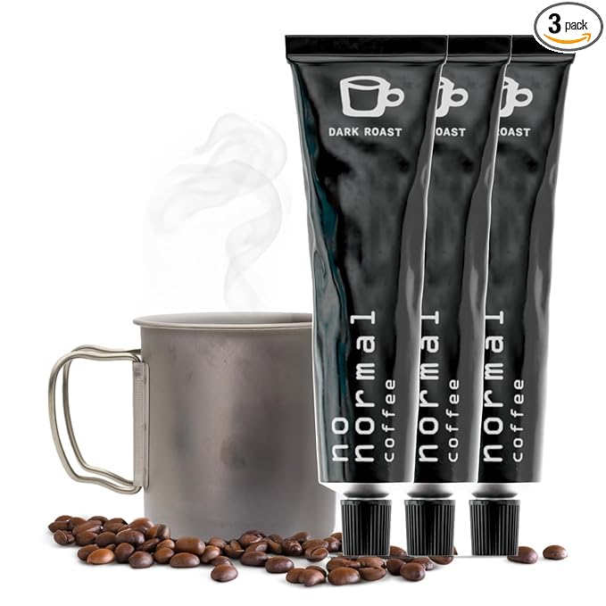 No Normal Dark Roast, Instant Coffee Paste (20 Cups x 3) – The Outdoor Coffee – Swiss-Made, Fairtrade Arabica Beans, Liquid Concentrate Alternative-Slightly Sweetened [3 Pack, 60 Cups Total]