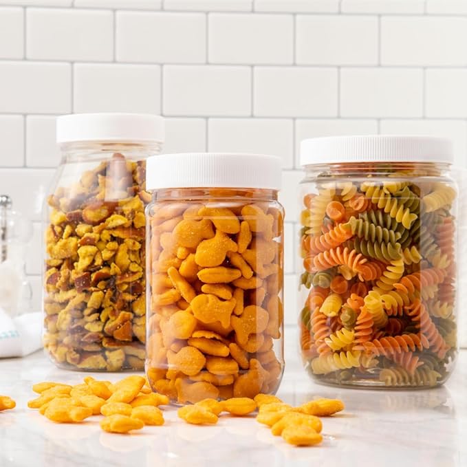 Plastic Storage Jars with Leak Proof Lids, BPA Free, Hand Wash Only (8oz Jar, 24PK)