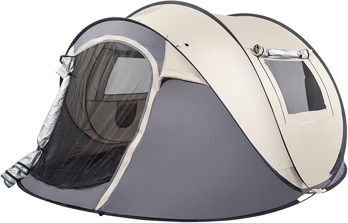 AMOPA 4 Person Pop Up Waterproof Camping Tent Easy Setup 2 Doors-Instant Mesh Windows for Camping Hiking Fishing Beach 2 Doors-Instant Family Traveling Outdoor