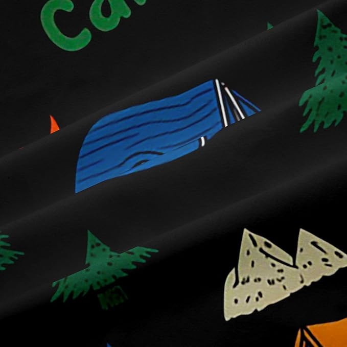 jejeloiu Happy Camping Curtains for Bedroom Living Room Camping Bear 30%-50% Blackout Shades Outdoor Tent Campfire Pattern Room Darkening Curtain Window Treatments, 2 Panels 52 x 96 Inch Decor