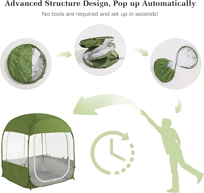 Sports Tent, Portable & Foldable Pop Up Tents Shelter with Carry Bag, Instant Weather Proof Clear View Bubble Tent for Fishing, Camping, Watching Sports Events