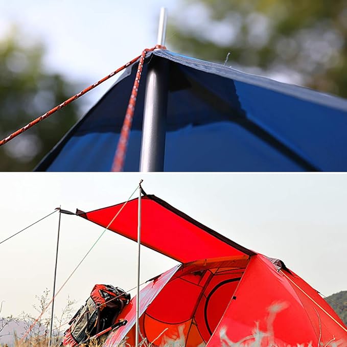 Replacement Tent Poles - Set of 2, Adjustable Rods for Camping Tarps, Shelters, Hiking, Backpacking, Portable Tent Poles Rods -Silver