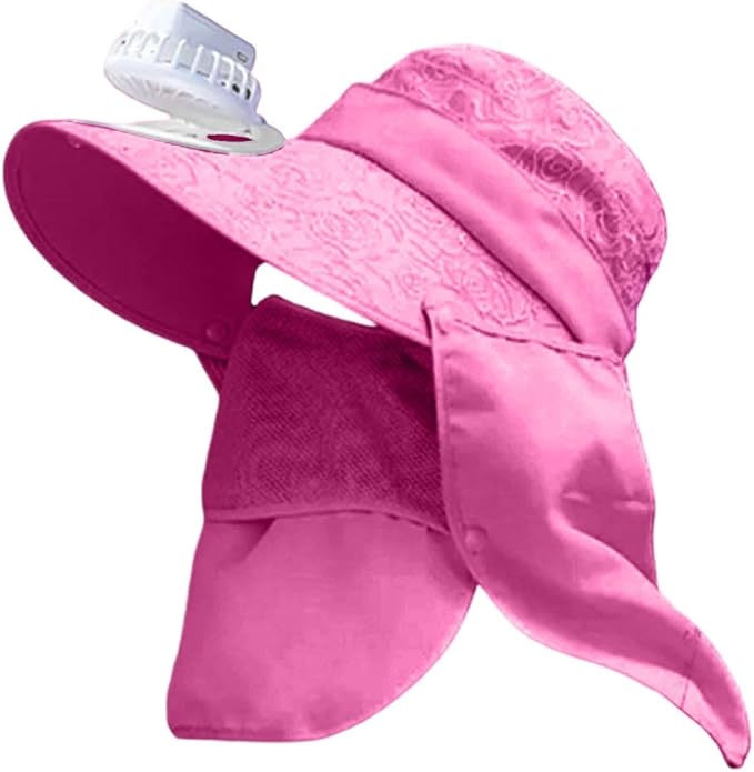 Solar Fan Cap, Wide Brim Sun Cap, USB and Solar Powered Adjustable Breathable Fan Hat for Women Men Outdoor