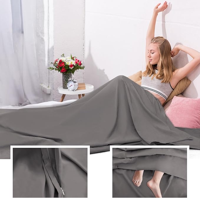 Sleeping Bag Liner,Travel Sheet & Adult Sleep Sack, Camping Sheets Travel Sleep Sack for Backpacking,Hotels & Hostels -Lightweight Single &Double Travel Sheet Camping Sheets