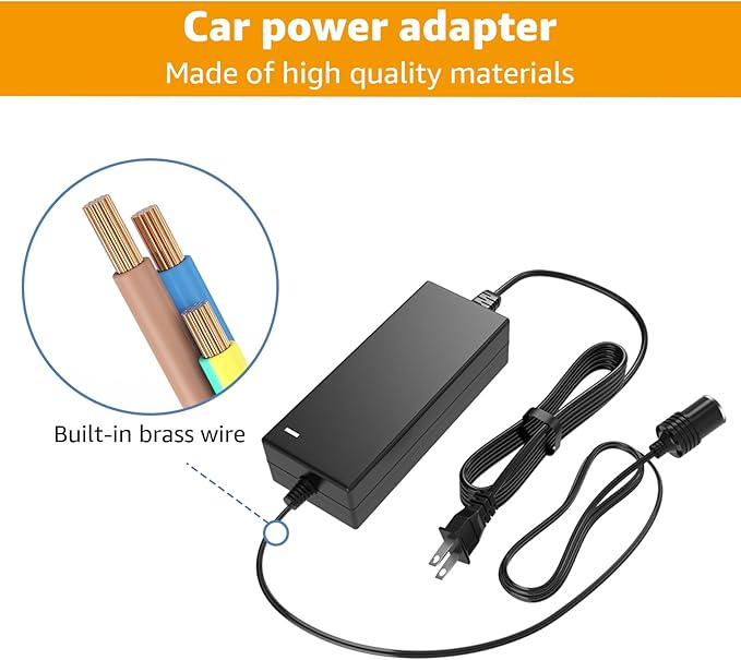 Power Cord Compatible with Coleman,Stirling Electric Cooler,Replacement for Coleman 40 Quart PowerChill Thermoelectric Cooler Power Supply