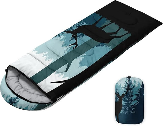 Sleeping Bags for Adults Youth Kids,3D Printing Camping Sleeping Bag for Girls Boys Lightweight Waterproof Cold/Warm Weather Sleeping Bag for 3 Seasons