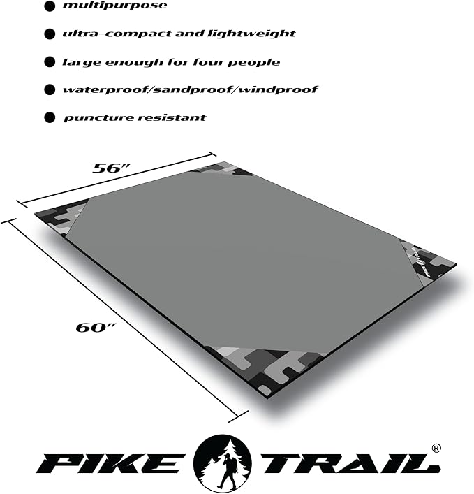 Pike Trail Pocket Beach Blanket (60 in X 56 in) – Lightweight Sand Proof Picnic Blankets, Compact Outdoor Blankets, Waterproof Pocket Blanket for Hiking, Camping, Picnics, Travel and Beach Trips