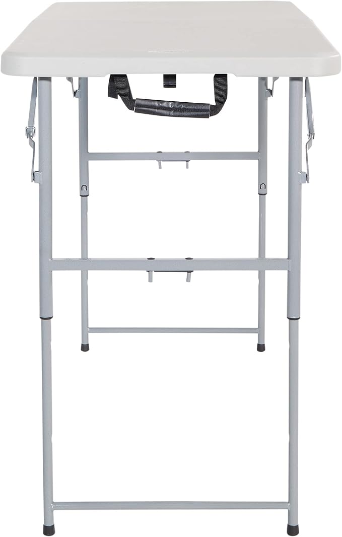 Office Star Resin Multipurpose Rectangle Table, 4-Feet Long, Height Adjustable, Center Folding Table, Light Gray