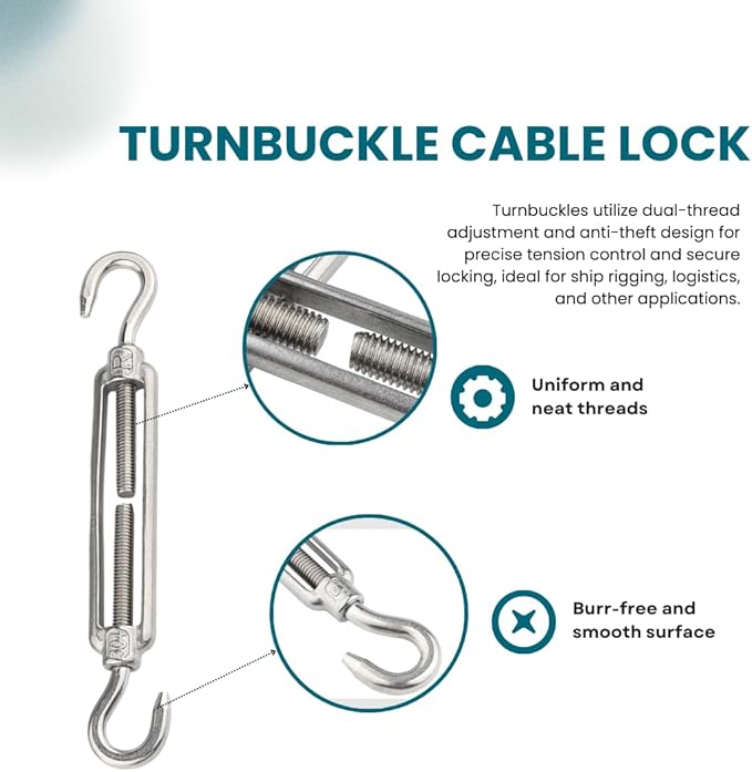 2-Pack Cooler Lock Bracket with Retractable Cable & Turnbuckle - Heavy Duty Stainless Steel Security Kit for Yeti/RTIC Tundra/Hopper Series Coolers