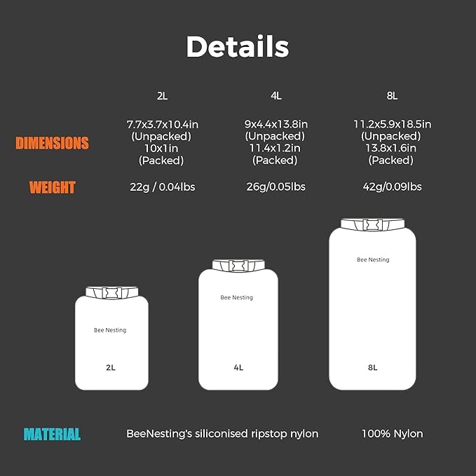 Bee Nesting Waterproof Dry Bag Lightweight Dry Sack Marine Dry Bags Suitable for swimming,kayaking,rafting boating, surfing, outdoor travel, mountaineering,hiking