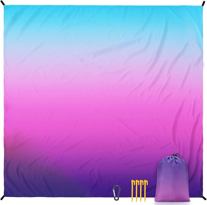 Beach Blanket Waterproof Sandproof Beach Mat 79" X 83"/10'x9'for 2-8 Adults Quick Drying Outdoor Picnic Mat Beach Accessories for Travel, Camping, Hiking