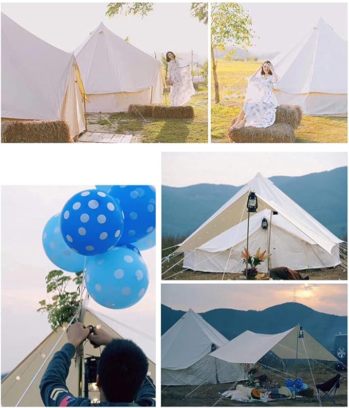 GeRRiT Large Camping Tent Bell Tent with Stove Hole Cotton Canvas Tents Yurt Tent 4 Season Indian Tent for Family Camping Outdoor Hunting