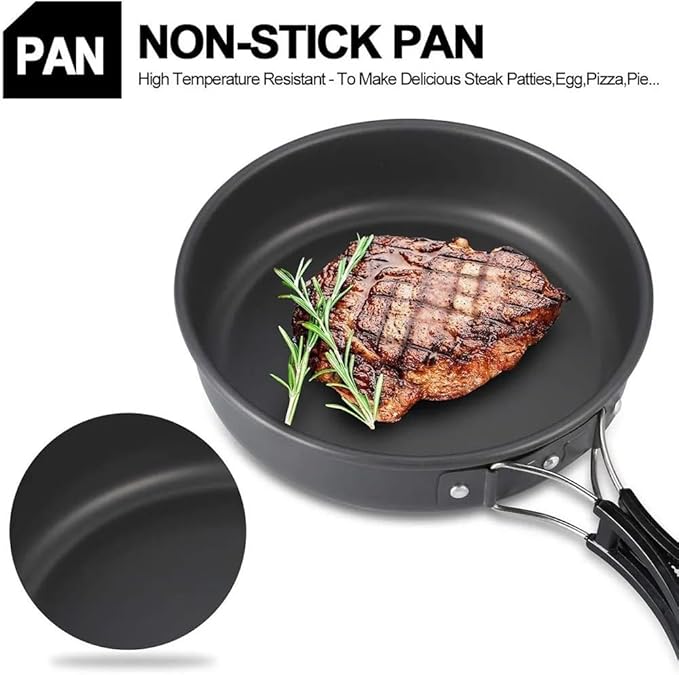 Camping Cookware Set Aluminum Nonstick Portable Outdoor Tableware Kettle Pot Cookset Cooking Pan Bowl for Hiking BBQ Picnic