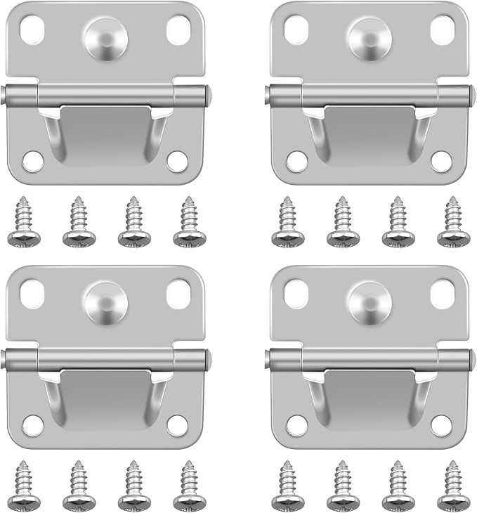 4-Pack Cooler Stainless Steel Hinge Replacement for Coleman Ice Chest - Compatible with Models 5235, 5250, 5286B, 6262, 6270 - Camping Cooler Accessories Includes 16 Screws