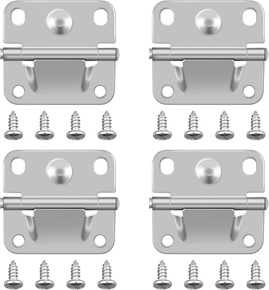 4-Pack Cooler Stainless Steel Hinge Replacement for Coleman Ice Chest - Compatible with Models 5235, 5250, 5286B, 6262, 6270 - Camping Cooler Accessories Includes 16 Screws
