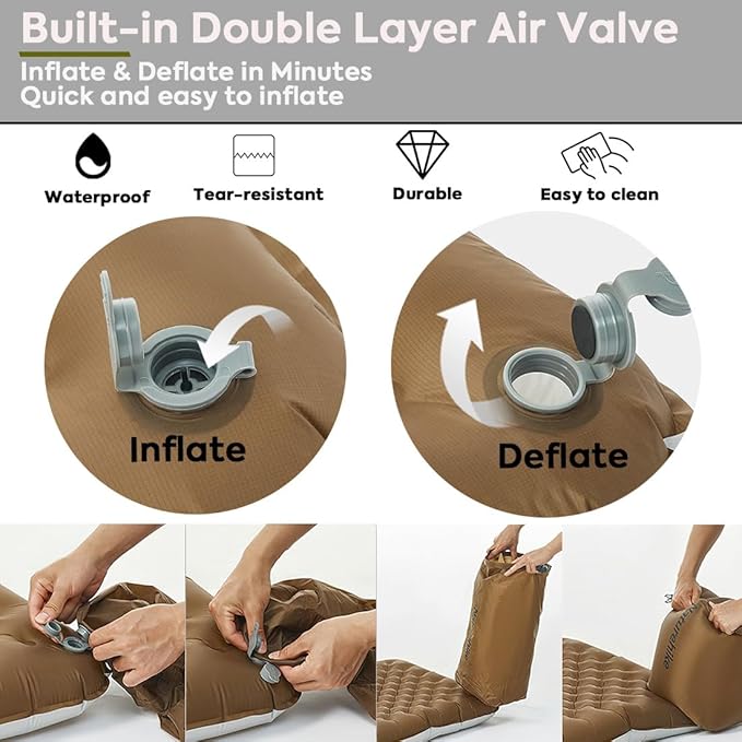 Naturehike 5.8/8.8 R-Value Camping Sleeping Pad,3.1"-4.7" Ultra-Thick,1-1.4LB Ultralight Camping Mat with Inflatable Bag,Backpacking Inflatable Foam Camping Mat for Car,Hiking