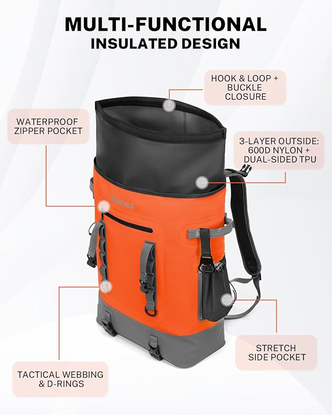 Gonex Cooler Backpack, 40 Can Insulated Soft Backpack Cooler Bag for Men Women, Waterproof Nylon TPU Cooler Backpack for Beach, Picnic, Lunch and Camping