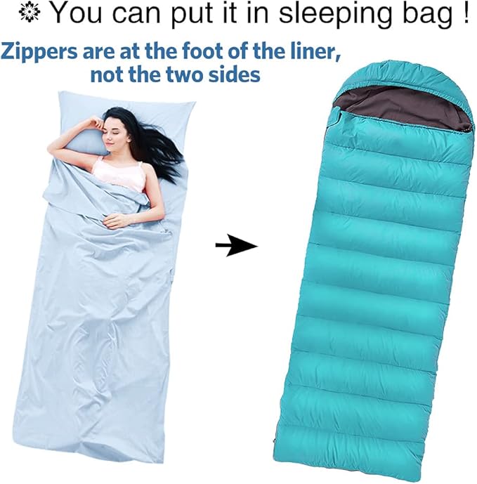 Sleeping Bag Liner Ultralight Travel Sheet Dirt-Proof Camping Sheets Compact Hotel Sleeping-Sack for Outdoor Backpacking Hiking