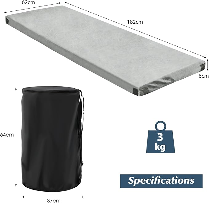 TANGZON Roll Up Camping Mattress, Portable Memory Foam Travel Mattress with Waterproof Cover & Storage Bag, Foldable Car Mattress Guest Sleeping Pad for Tent Traveling Hiking