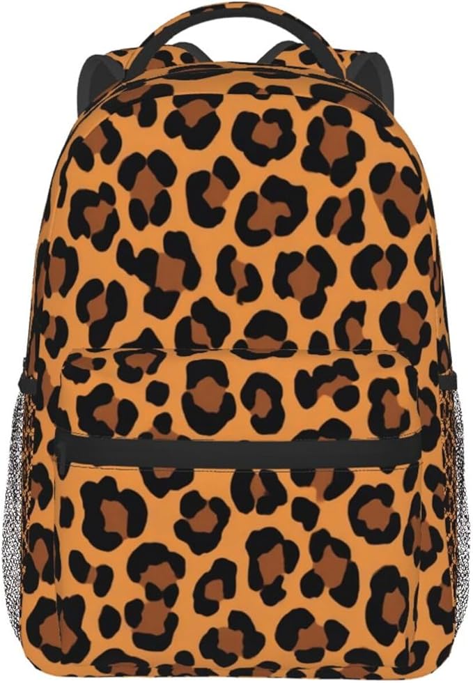 Lightweight Rucksacks for Climbing Outdoors Walking Cycling, Large Capacity Anti-Theft Multipurpose Carry On Bag, Brown Leopard Cheetah Art Camping Outdoor Backpack