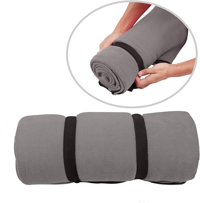 REDCAMP Fleece Sleeping Bag Liner for Adult Warm or Cold Weather, 75" Long Full Sized Zipper Camping Blanket for Outdoor Indoor Used with Sack, Grey