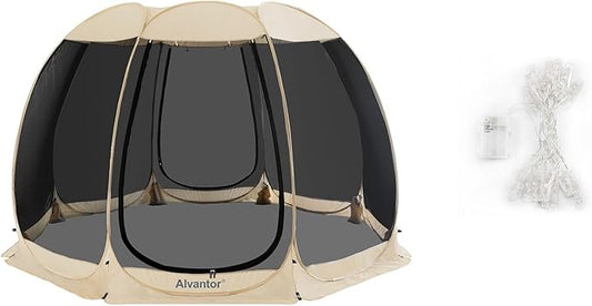 Alvantor Screen House Room Camping Tent Outdoor Canopy Dining Gazebo Pop Up Sun Shade Shelter 8 Mesh Walls Not Waterproof Beige 12'x12' Patent Pending