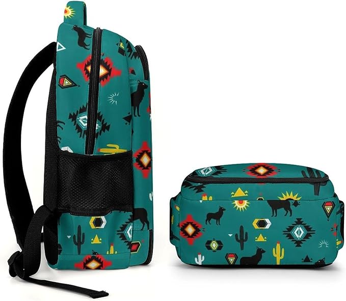 Casual Lightweight Laptop Backpack Southwestern Native American, Cute Travel Daypack with Tumbler Holder for College Nurse Teacher Work Commute