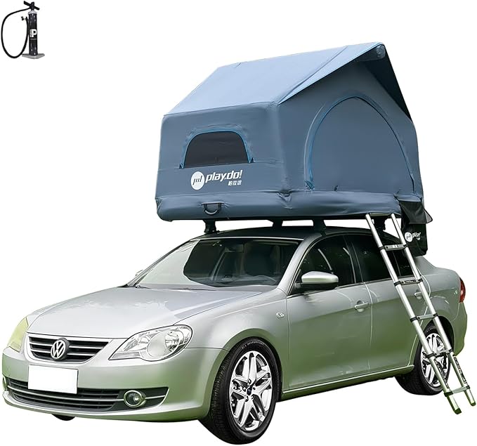 2 Person Inflatable Car Roof Top Tent with Pump,4 Season Waterproof and Sun Resitant Camping Dome Roof Top Tents Camping Tent for SUV, Truck and Universal Cars,Easy Setup
