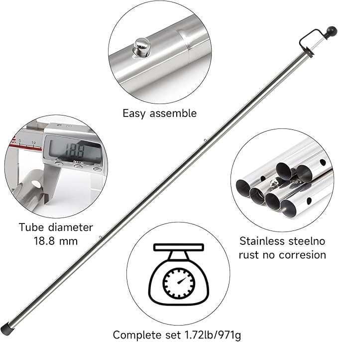 SAN LIKE Tent Poles for Tarp - 90 in Set of 4, Telescoping Canopy Poles for Rooftop Tents, Camping & Trekking, Awning