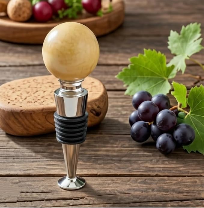 Homestia Wine Stopper, Wine Bottle Stopper Wine Saver with Silicone Reusable Wine Corks, Leak Proof Keep Fresh, Perfect for Wedding Parties and Gifts (Yellow, Gemstone)