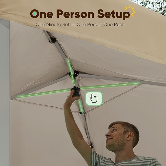 Quictent 10x10 Pop up Canopy Tent with Netting, Auto-Close Magnetic Doors, One Person Instant Setup Screen House Room Tent Screened Waterproof