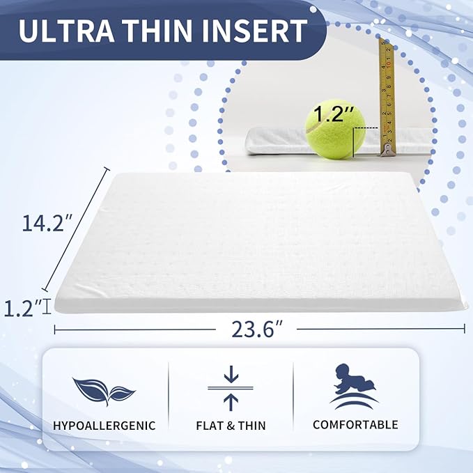 LOFE Adjustable Foam Pillow's One Layer - 1 Height 1.2'' Insert for Cervical Pillow for Neck Pain Relief, CertiPUR-US Flat Foam Piece, Ultra Thin Pillow for Stomach Sleeper, White, Medium Firm