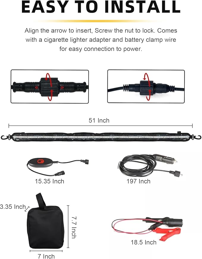 12V LED Interior Light Bar - 4 X Aluminum String Lights + 1 X 4FT Strip | IP67 | Dimmer Switch, Dimmable, for RV, Camping Tent, Boat/Deck, Garage, Tool Room