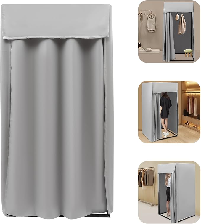 Grey Portable Rectangular Changing Room Tent - Privacy Fitting Room for Boutique & Shopping Mall (Indoor/Outdoor) - Removable