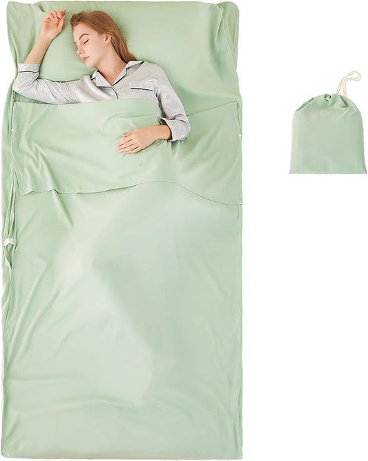 Sleeping Bag Liner Camping Adult Sleep Sack Lightweight Travel Sheet for Hotel Bed Compact Ultralight Essential Cleaning Supplies Kit Travel Bedding Set for Backpacking