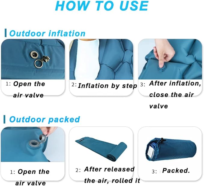 Lightweight Inflatable Camping Mattress, Extra Thickness 3.9 Inch, Inflating Sleeping Pad for Camping, Hiking, Traveling, Orange