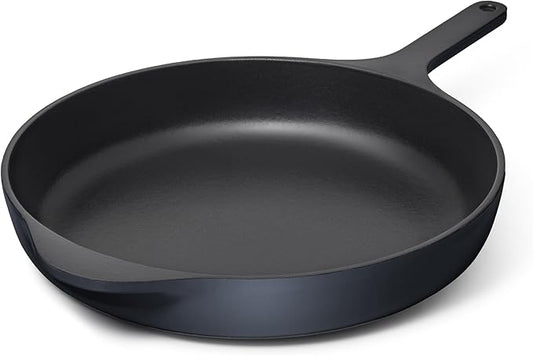 Caraway Cast Iron Skillet - 12” Enameled Cast Iron Pan With 3 Layer Enamel Coating - No Seasoning Required - Compatible With All Stovetops - Free From Forever Chemicals - Midnight Blue