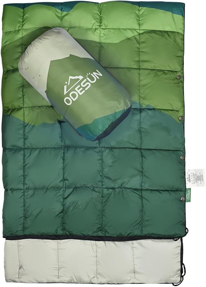Lightweight Camping Blankets Outdoor Down Alternative Puffy Printed Camping Blanket Waterproof Large Silk Cotton Blanket Packable Warm for Trave Picnic Hiking Camping Cold Weather 78" x 55"