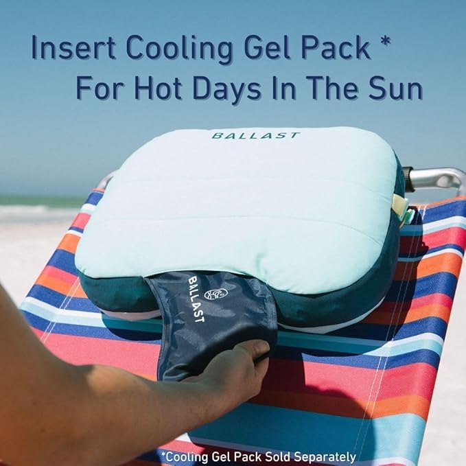 Ballast Beach Pillow – Comfy, Durable & Compact, Stays Put on Windy Beaches with Patented Sand Pouch, Inflatable Pillow for Beaches, Pools, Camping, Festivals and Travel (Retro Palm)