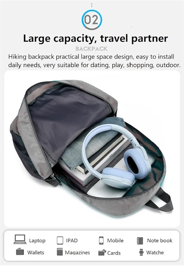 Ultra Lightweight Packable Hiking Backpack Small Foldable Travel Hiking Camping Daypack Casual Outdoor Day Bag for Men Women 25L