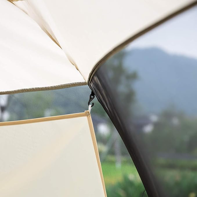 Alvantor Pop Up Bubble Tent - 10’ x 10’ Instant Igloo Tent - 4-6 Person Screen House for Patios - Large Oversize Weather Proof Pod - Cold Protection Camping Tent - Beige