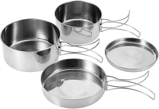 Camping Cookware Mess Kit, Backpacking Cooking Set Lightweight Stackable Pots and Pans Set Portable Tableware for Outdoor Indoors Kitchen Family Camping Travel Picnic Backpacking Hiking Fishing