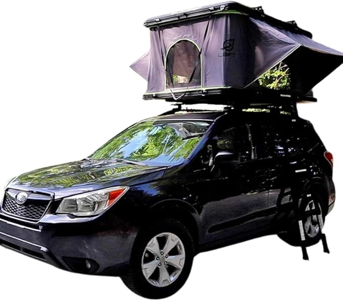 SylvanSport LOFT Rootop Tent with Mattress - Sleeps 2 - Hard Shell with Integrated Cross Bars - for Car Camping & Trucks