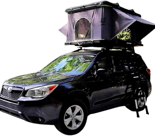 SylvanSport LOFT Rootop Tent with Mattress - Sleeps 2 - Hard Shell with Integrated Cross Bars - for Car Camping & Trucks
