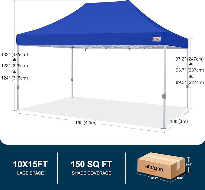 MASTERCANOPY Pop Up Canopy Tent Commercial Grade 10x15 Instant Shelter (Blue)